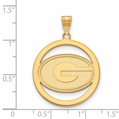 Gold Plated Sterling Silver Logoart University Of Georgia Letter G Large Circle Pendant
