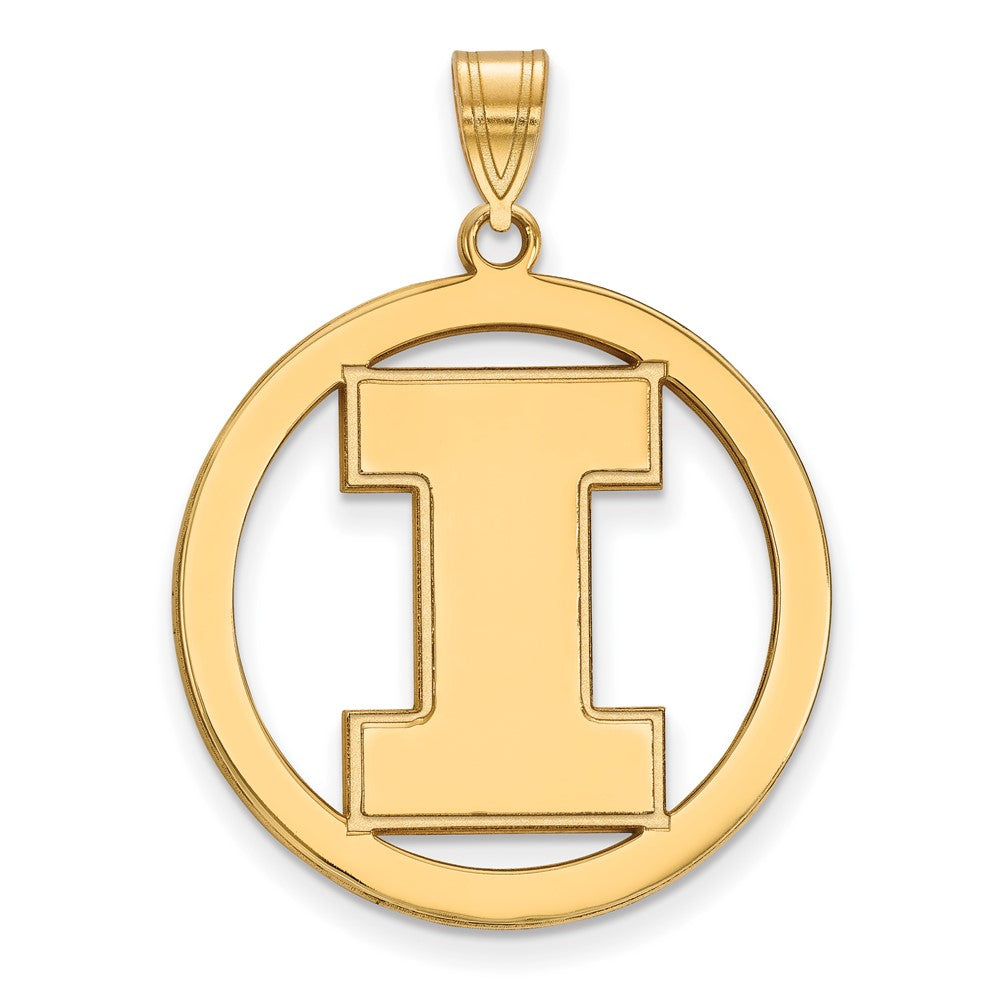 Gold Plated Sterling Silver Logoart University Of Illinois Letter I Extra Large Circle Pendant