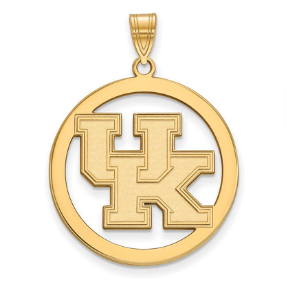 Gold Plated Sterling Silver Logoart University Of Kentucky U K Large Circle Pendant