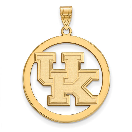 Gold Plated Sterling Silver Logoart University Of Kentucky U K Large Circle Pendant