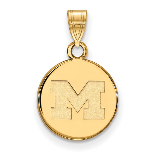 14K Yellow Gold Logoart University Of Michigan Letter M Small Disc Pendant