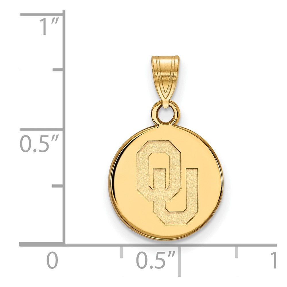 10K Yellow Gold Logoart University Of Oklahoma O U Small Disc Pendant