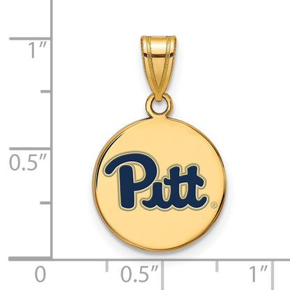 Gold Plated Sterling Silver Logoart University Of Pittsburgh Medium Enameled Disc Pendant