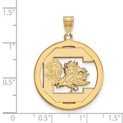 Gold Plated Sterling Silver Logoart University Of South Carolina Extra Large Circle Pendant