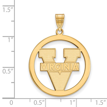 Gold Plated Sterling Silver Logoart University Of Virginia Large Circle Pendant