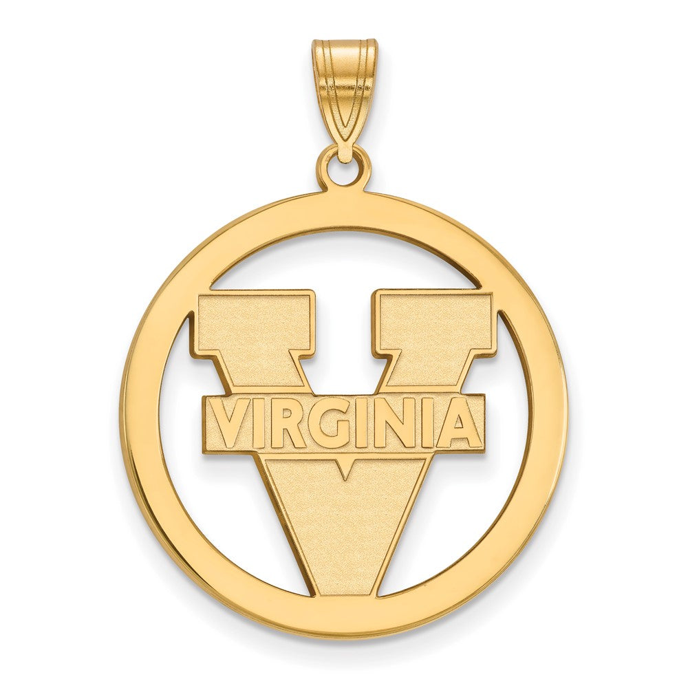 Gold Plated Sterling Silver Logoart University Of Virginia Large Circle Pendant