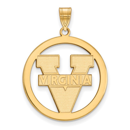 Gold Plated Sterling Silver Logoart University Of Virginia Large Circle Pendant