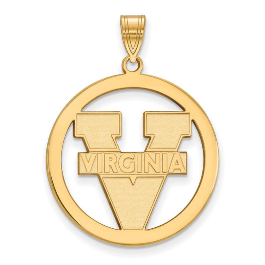 Gold Plated Sterling Silver Logoart University Of Virginia Large Circle Pendant