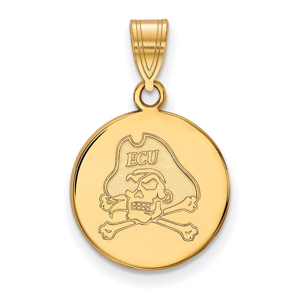 14K Yellow Gold Logoart East Carolina University Pirate Medium Disc Pendant