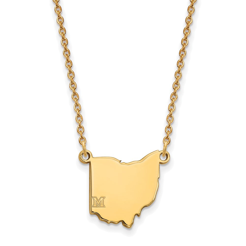 14K Yellow Gold Logoart Miami University Ohio Shape 18 Inch Necklace
