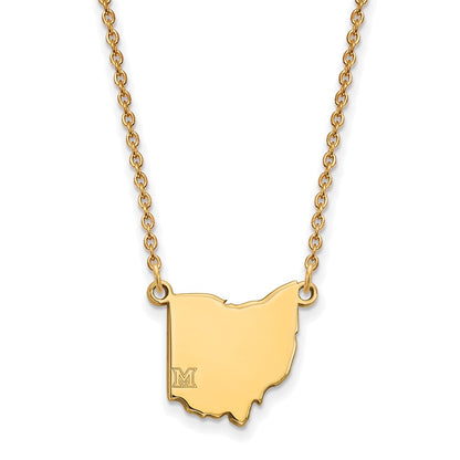 10K Yellow Gold Logoart Miami University Ohio Shape 18 Inch Necklace