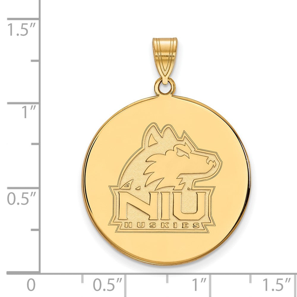 Gold Plated Sterling Silver Logoart Northern Illinois University N I U Huskies Extra Large Disc Pendant