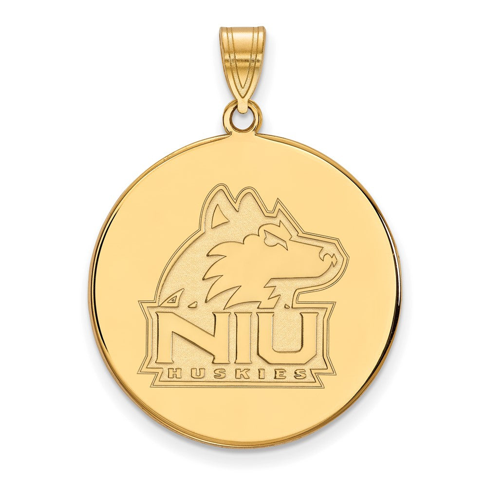 Gold Plated Sterling Silver Logoart Northern Illinois University N I U Huskies Extra Large Disc Pendant