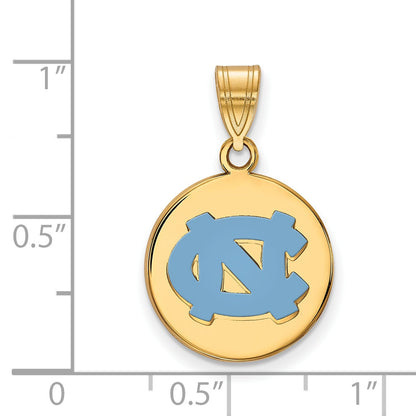 Gold Plated Sterling Silver Logoart University Of North Carolina N C Medium Enameled Disc Pendant