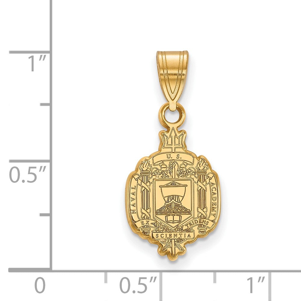 Gold Plated Sterling Silver Logoart Us Naval Academy Medium Crest Pendant