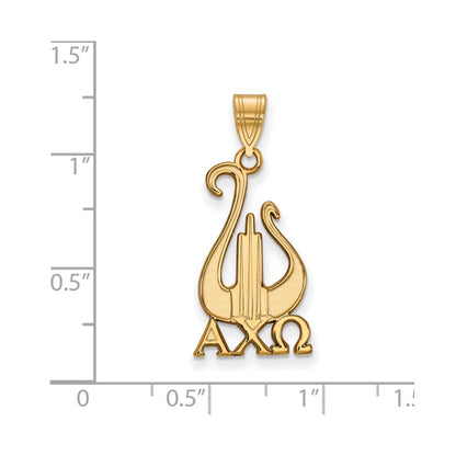 Gold Plated Sterling Silver Logoart Alpha Chi Omega Sorority Symbol Large Pendant
