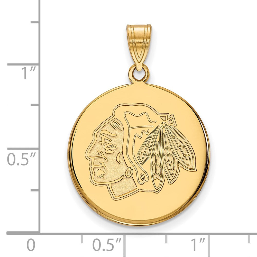 14K Yellow Gold Nhl Logoart Chicago Blackhawks Large Disc Pendant