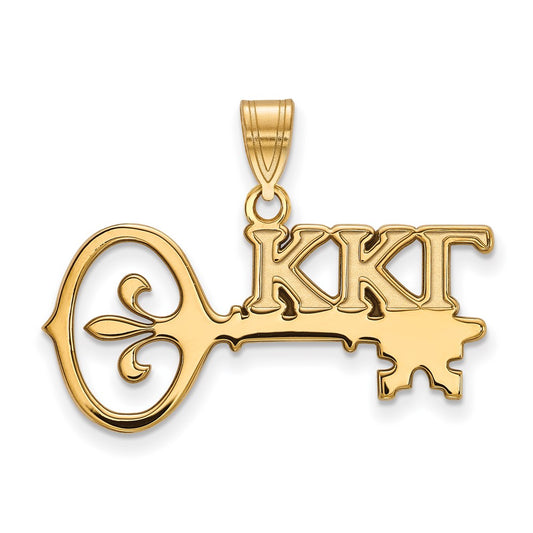 Gold Plated Sterling Silver Logoart Kappa Gamma Sorority Symbol Medium Pendant