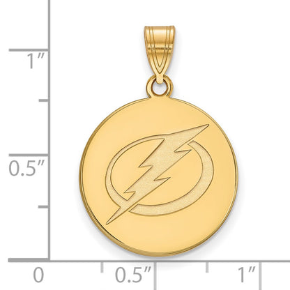 Gold Plated Sterling Silver Nhl Logoart Tampa Bay Lightning Large Disc Pendant