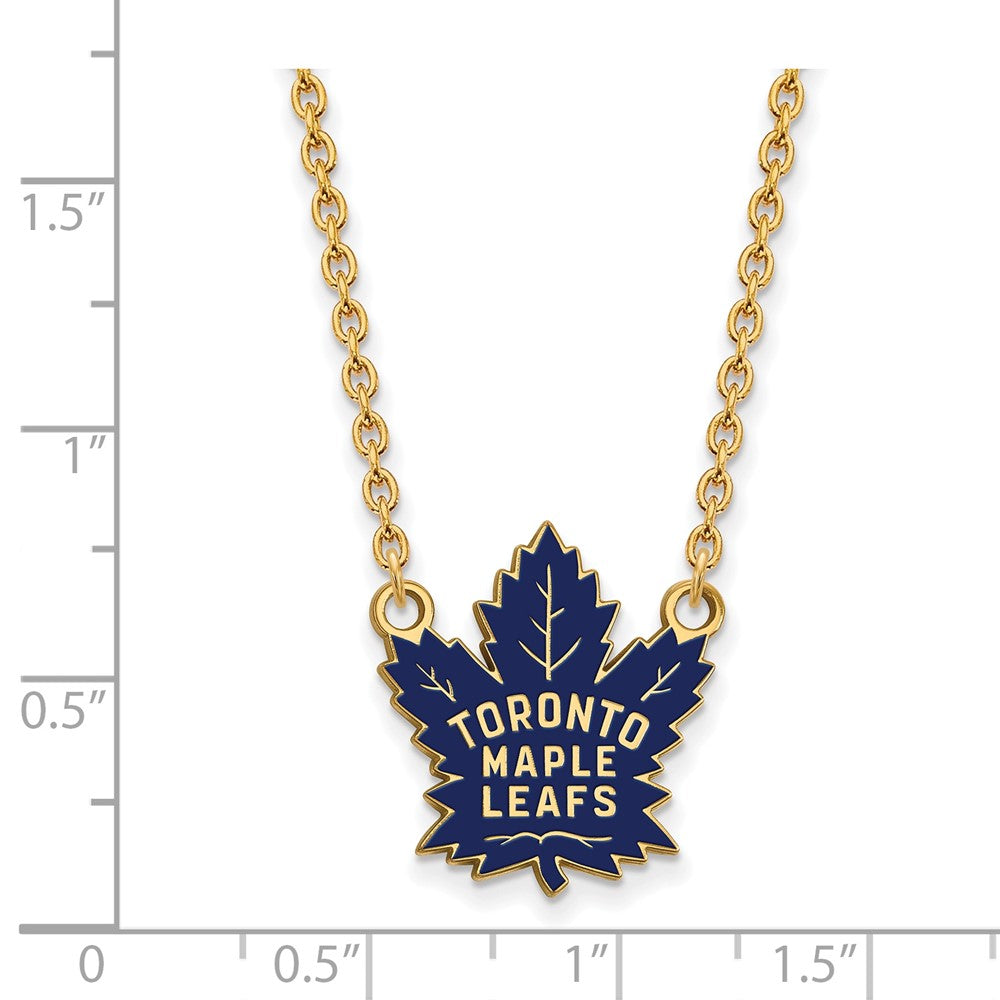 Gold Plated Sterling Silver Nhl Logoart Toronto Maple Leafs Large Enameled Pendant 18 Inch Necklace