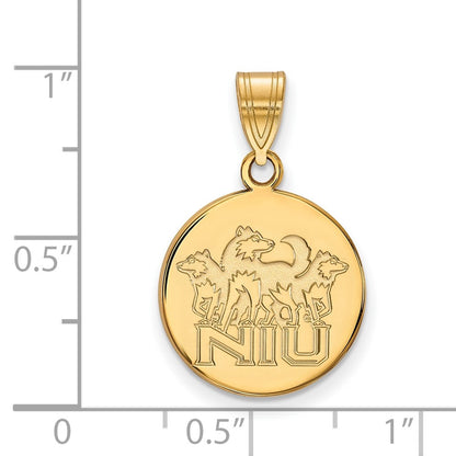 10K Yellow Gold Logoart Northern Illinois University N I U With Huskies Medium Disc Pendant