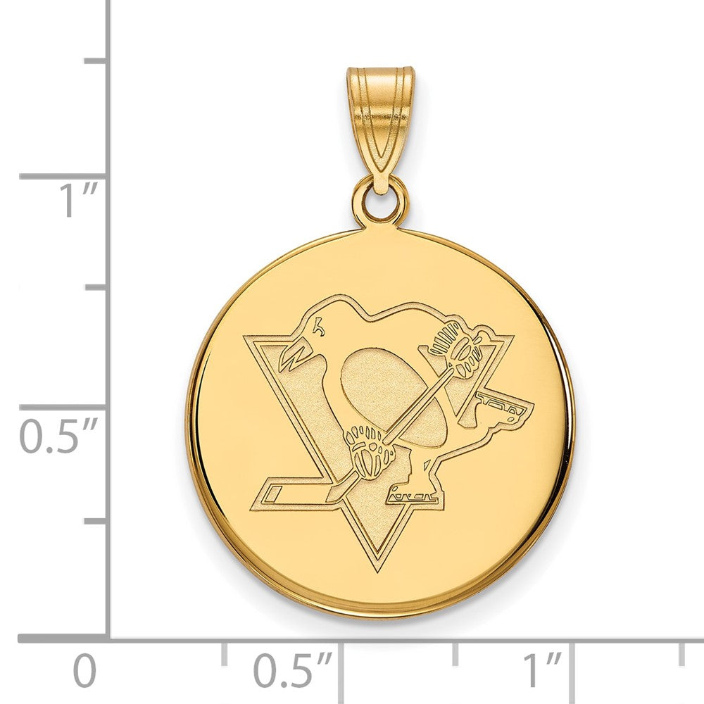 10K Yellow Gold Nhl Logoart Pittsburgh Penguins Large Disc Pendant