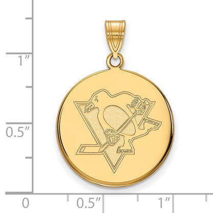 10K Yellow Gold Nhl Logoart Pittsburgh Penguins Large Disc Pendant