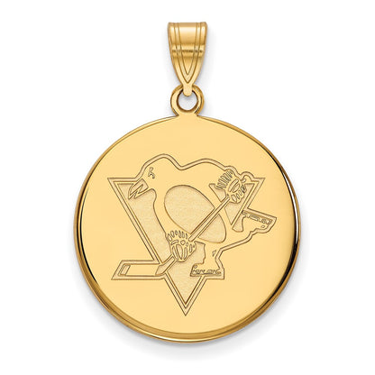 10K Yellow Gold Nhl Logoart Pittsburgh Penguins Large Disc Pendant