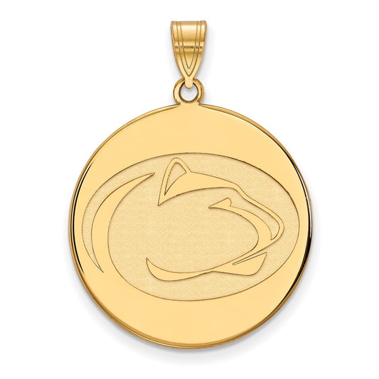 10K Yellow Gold Logoart Penn State University Lion Extra Large Disc Pendant