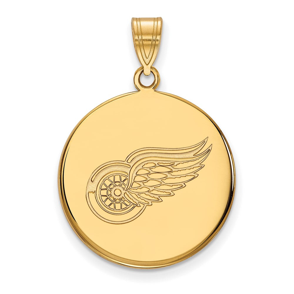 Gold Plated Sterling Silver Nhl Logoart Detroit Red Wings Large Disc Pendant
