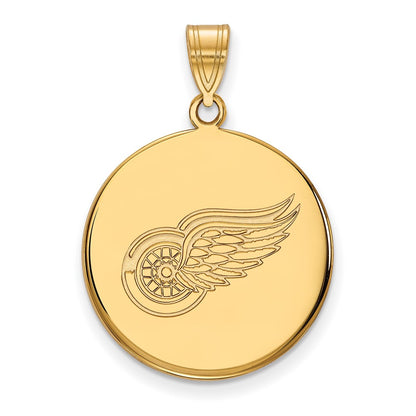 Gold Plated Sterling Silver Nhl Logoart Detroit Red Wings Large Disc Pendant