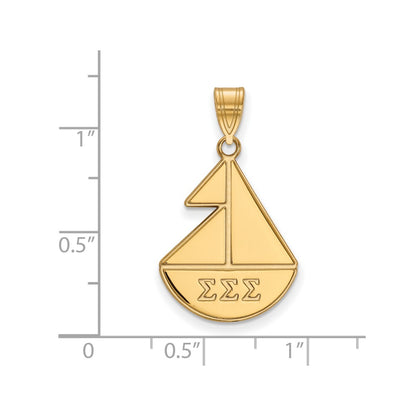 Gold Plated Sterling Silver Logoart Sigma Sorority Symbol Medium Pendant