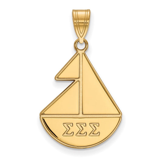 Gold Plated Sterling Silver Logoart Sigma Sorority Symbol Medium Pendant