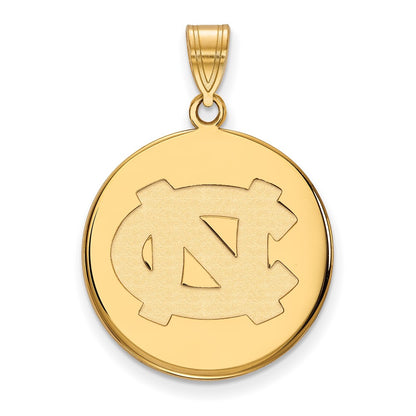Gold Plated Sterling Silver Logoart University Of North Carolina N C Large Disc Pendant