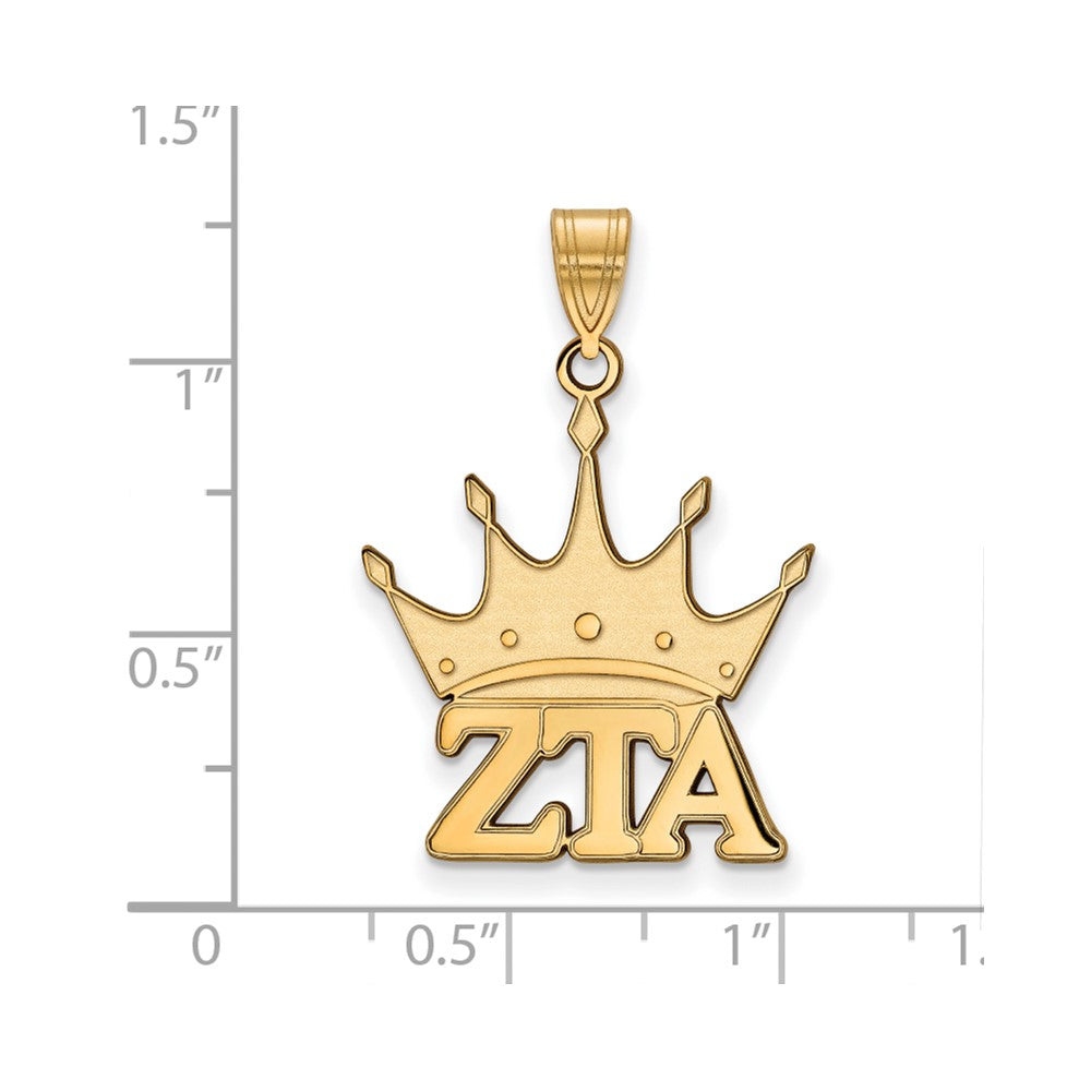 Gold Plated Sterling Silver Logoart Zeta Tau Alpha Sorority Symbol Medium Pendant