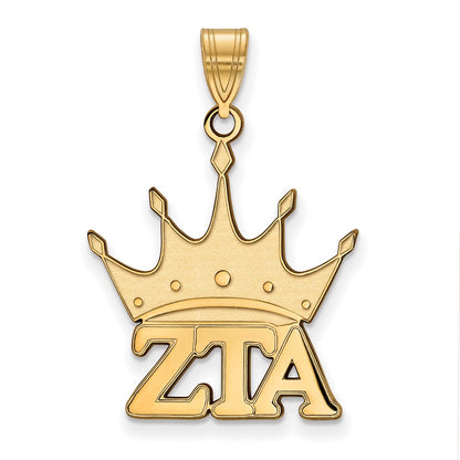 Gold Plated Sterling Silver Logoart Zeta Tau Alpha Sorority Symbol Medium Pendant