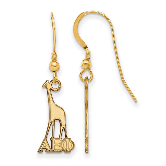 Gold Plated Sterling Silver Logoart Alpha Epsilon Phi Sorority Symbol Small Dangle Wire Earrings