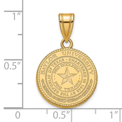 Gold Plated Sterling Silver Logoart Baylor University Medium Crest Pendant