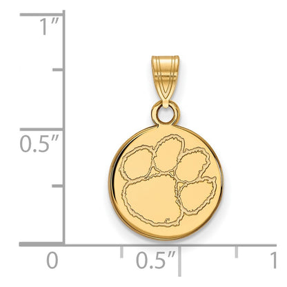 10K Yellow Gold Logoart Clemson University Tiger Paw Small Disc Pendant
