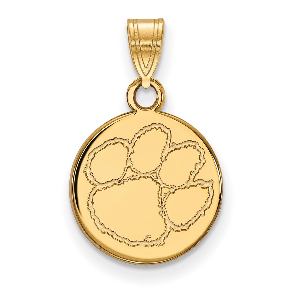 10K Yellow Gold Logoart Clemson University Tiger Paw Small Disc Pendant