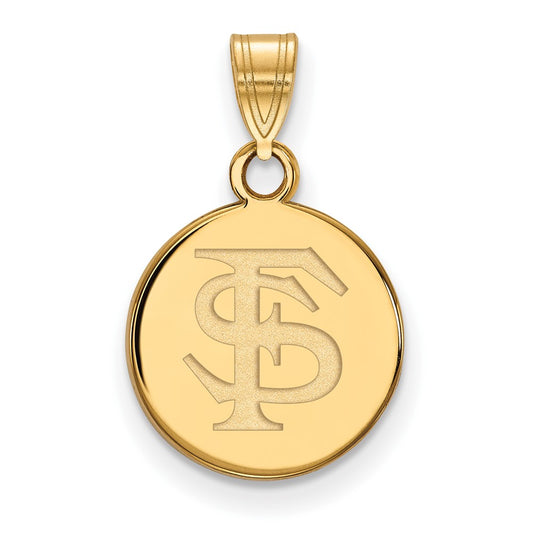 10K Yellow Gold Logoart Florida State University F S Small Disc Pendant