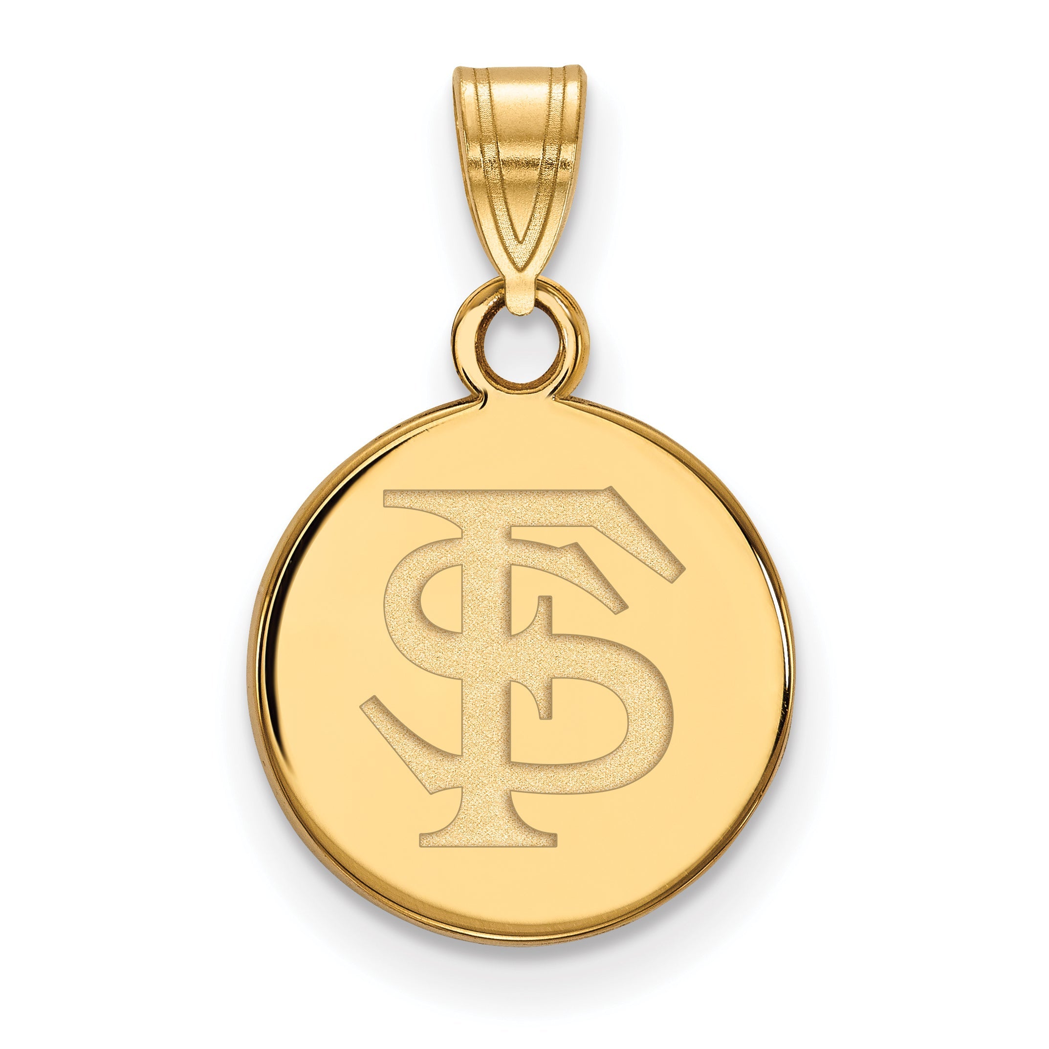 14K Yellow Gold Logoart Florida State University F S Small Disc Pendant