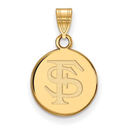 14K Yellow Gold Logoart Florida State University F S Small Disc Pendant