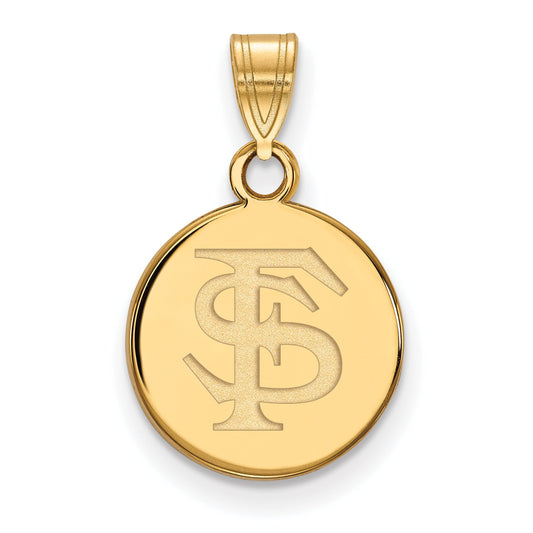 Gold Plated Sterling Silver Logoart Florida State University F S Small Disc Pendant