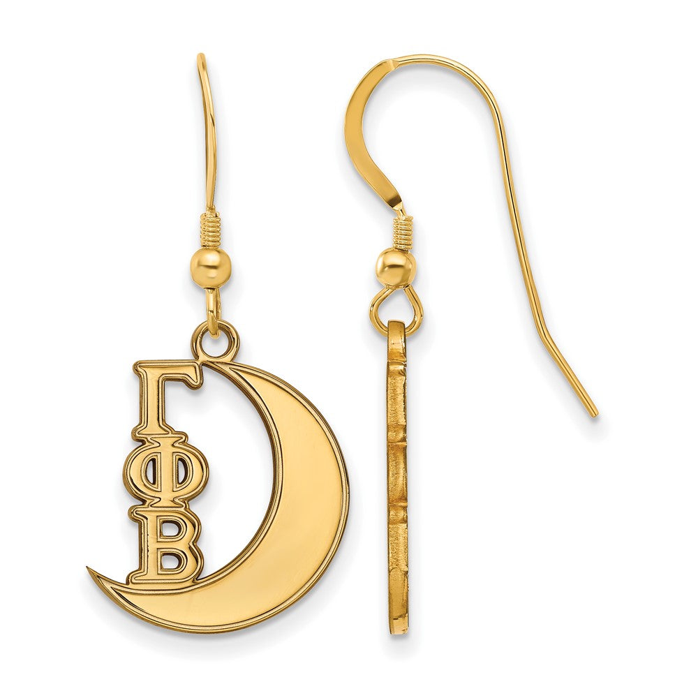Gold Plated Sterling Silver Logoart Gamma Phi Beta Sorority Symbol Small Dangle Wire Earrings