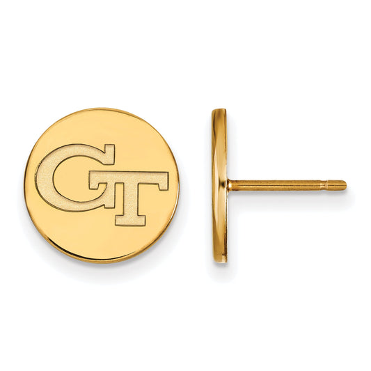 Gold Plated Sterling Silver Logoart Georgia Institute Of Technology G T Small Disc Post Earrings