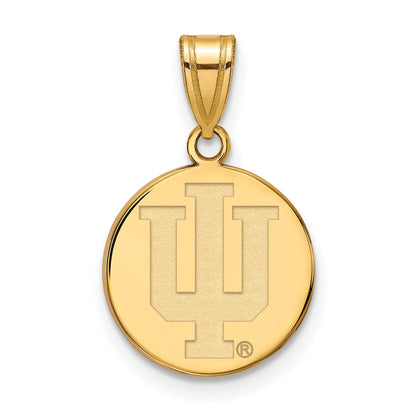 Gold Plated Sterling Silver Logoart Indiana University I U Medium Disc Pendant