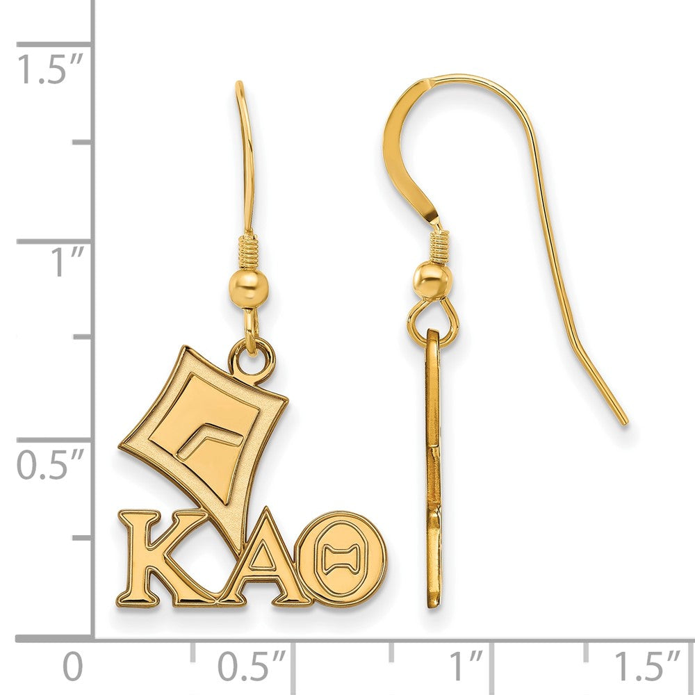 Gold Plated Sterling Silver Logoart Kappa Alpha Theta Sorority Symbol Small Dangle Wire Earrings