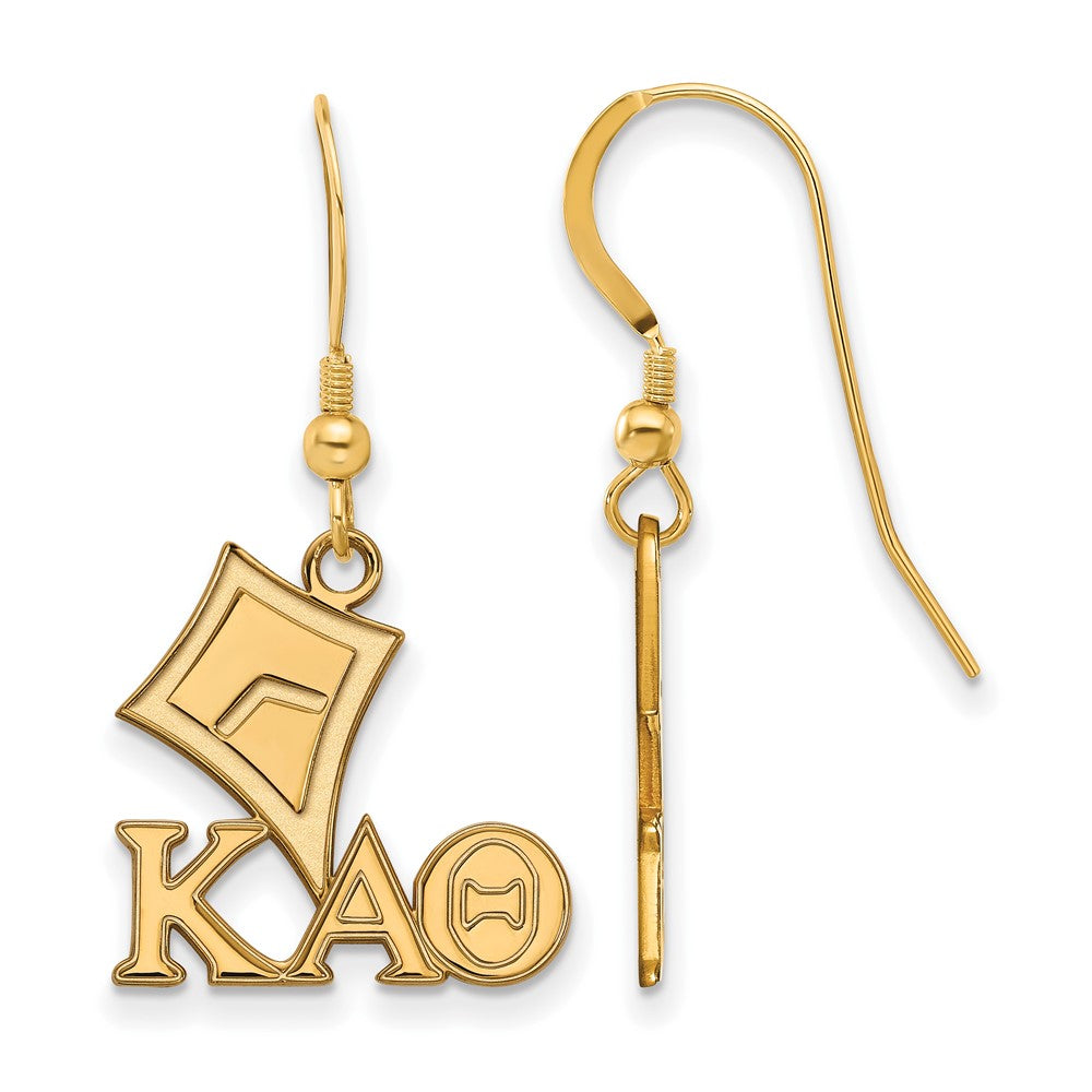 Gold Plated Sterling Silver Logoart Kappa Alpha Theta Sorority Symbol Small Dangle Wire Earrings