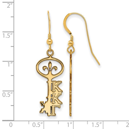 Gold Plated Sterling Silver Logoart Kappa Gamma Sorority Symbol Small Dangle Wire Earrings